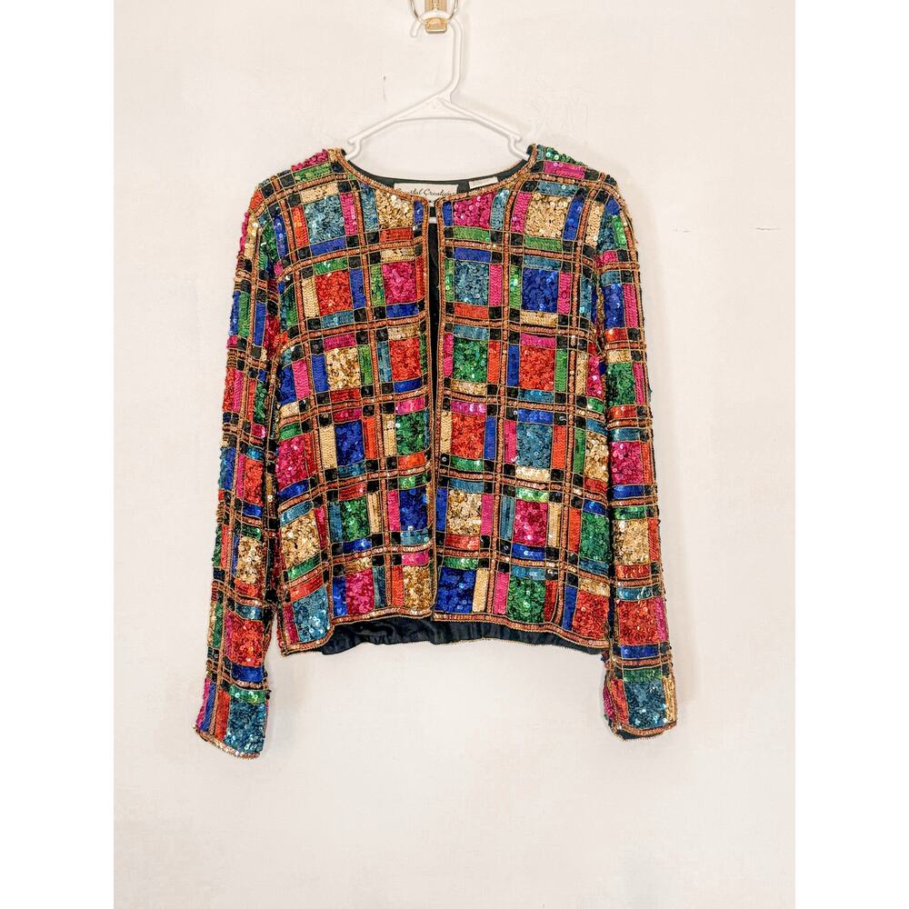 Crystal Creations Vintage Beaded Sequined Jacket Size Small
